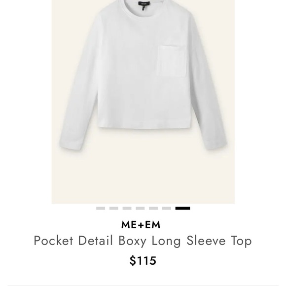 ME+EM Boxy White Long Sleeve Shirt with Pocket - Picture 5 of 6